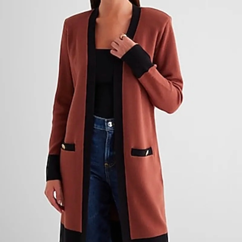 EUC Express XS brown and black long cardigan